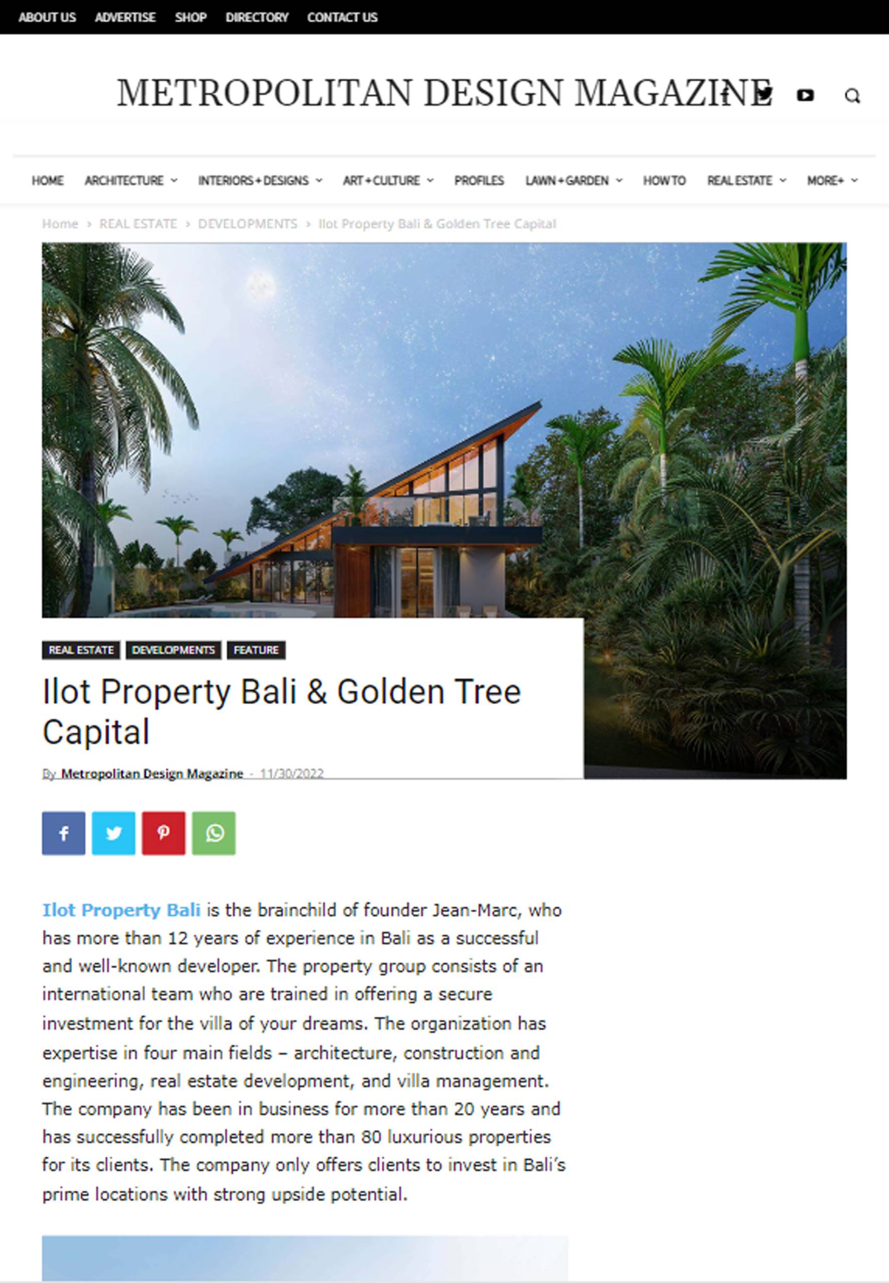 Metro Magazine for Ilot Property Bali